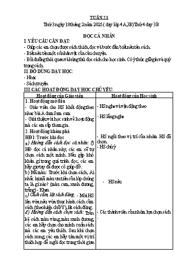 Giáo án Tiếng Việt Lớp 3+4 - Tuần 23 - Năm học 2024-2025