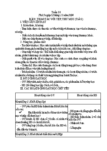 Giáo án Tin học 3 - Tuần 10 - Năm học 2024-2025