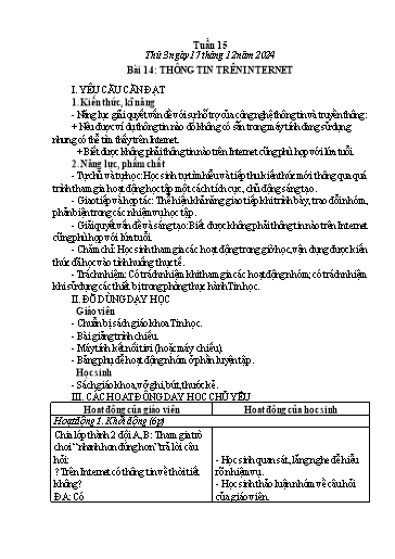 Giáo án Tin học 3 - Tuần 15 - Năm học 2024-2025