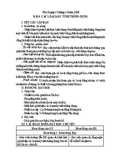 Giáo án Tin học 3 - Tuần 6 - Năm học 2024-2025
