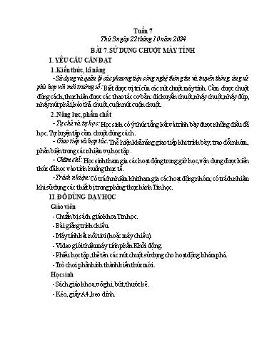Giáo án Tin học 3 - Tuần 7 - Năm học 2024-2025