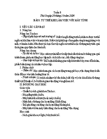 Giáo án Tin học 3 - Tuần 8 - Năm học 2024-2025