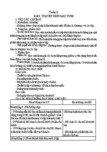 Giáo án Tin học 3 - Tuần 8