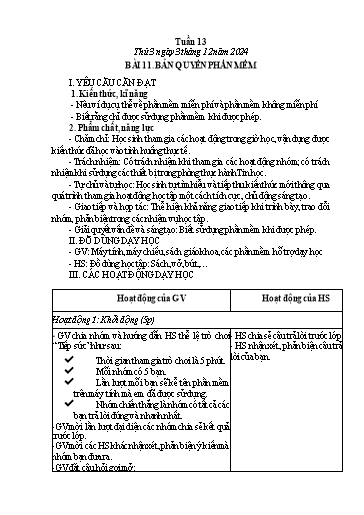 Giáo án Tin học 4 - Tuần 13 - Năm học 2024-2025
