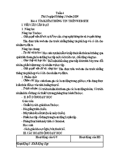 Giáo án Tin học 4 - Tuần 4 - Năm học 2024-2025