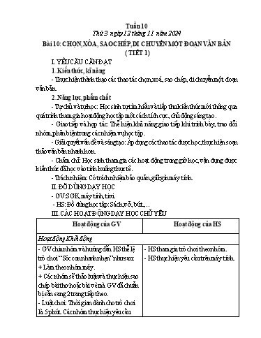 Giáo án Tin học 5 - Tuần 10 - Năm học 2024-2025
