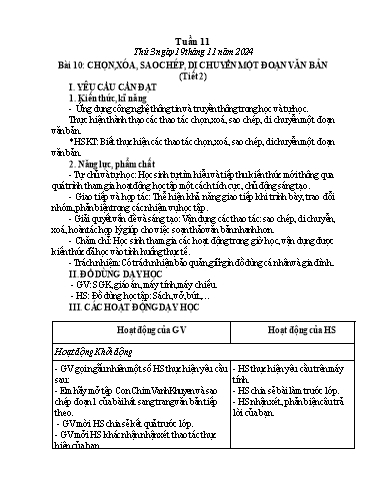 Giáo án Tin học 5 - Tuần 11 - Năm học 2024-2025