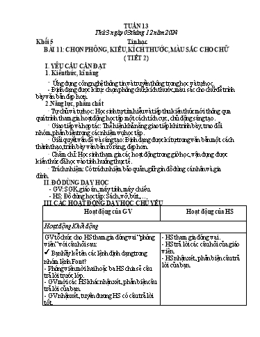 Giáo án Tin học 5 - Tuần 13 - Năm học 2024-2025