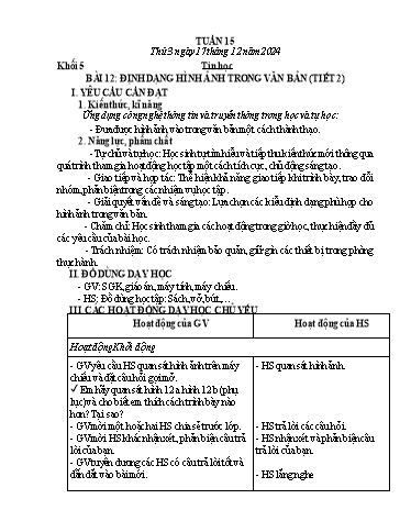 Giáo án Tin học 5 - Tuần 15 - Năm học 2024-2025