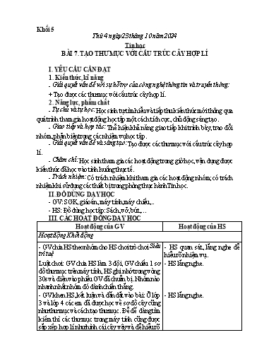 Giáo án Tin học 5 - Tuần 7 - Năm học 2024-2025