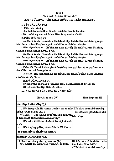 Giáo án Tin học 6 - Tuần 8 - Năm học 2024-2025