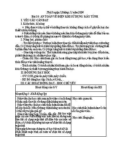 Giáo án Tin học Lớp 3 - Tuần 10 - Năm học 2024-2025