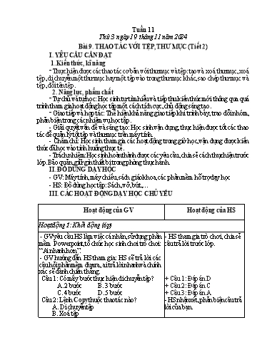Giáo án Tin học Lớp 3 - Tuần 11 - Năm học 2024-2025
