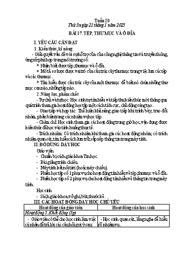 Giáo án Tin học Lớp 3 - Tuần 20 - Năm học 2024-2025