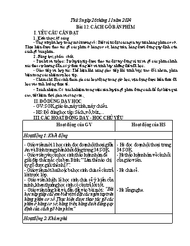 Giáo án Tin học Lớp 4 - Tuần 12 - Năm học 2024-2025