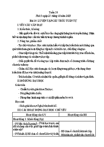 Giáo án Tin học Lớp 5 - Tuần 20 - Năm học 2024-2025