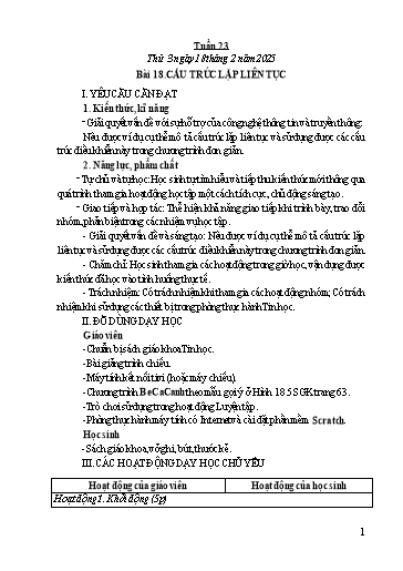 Giáo án Tin học Lớp 5 - Tuần 23 - Bài 18: Cấu trúc lặp liên tục - Năm học 2024-2025