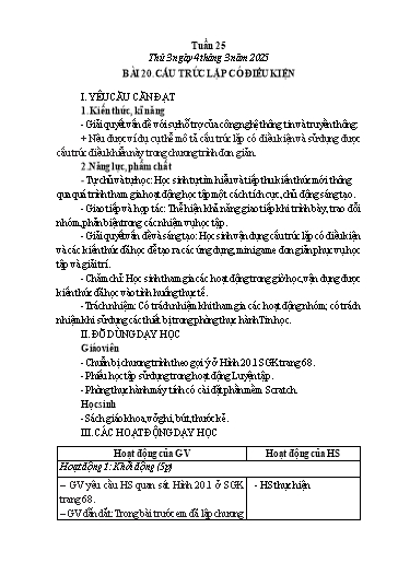Giáo án Tin học Lớp 5 - Tuần 25 - Bài 20: Cấu trúc lặp có điều kiện - Năm học 2024-2025