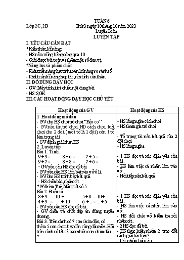 Giáo án Toán + Đạo đức Lớp 2+3 (Kết nối tri thức) - Tuần 6 - Năm học 2023-2024