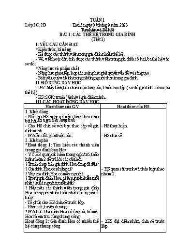 Giáo án Tự nhiên và Xã hội 2 - Tuần 1 - Năm học 2023-2024