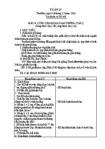 Giáo án Tự nhiên và Xã hội 2 - Tuần 15 - Năm học 2024-2025