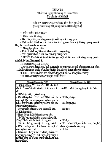 Giáo án Tự nhiên và Xã hội 2 - Tuần 18 - Năm học 2024-2025