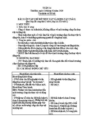 Giáo án Tự nhiên và Xã hội 2 - Tuần 24 - Năm học 2024-2025