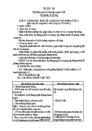Giáo án Tự nhiên và Xã hội 2 - Tuần 26 - Năm học 2024-2025