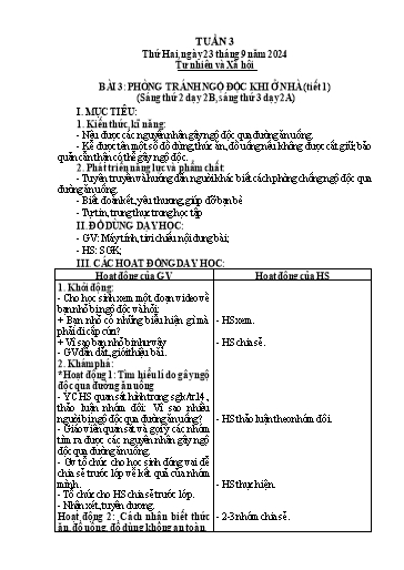 Giáo án Tự nhiên và Xã hội 2 - Tuần 3 - Năm học 2024-2025