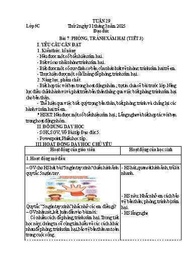Giáo án Tự nhiên và Xã hội + Đạo đức Lớp 1+5 (Kết nối tri thức) - Tuần 29 - Năm học 2024-2025