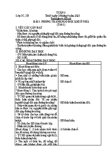 Giáo án Tự nhiên và Xã hội Lớp 2 - Tuần 3 - Năm học 2023-2024